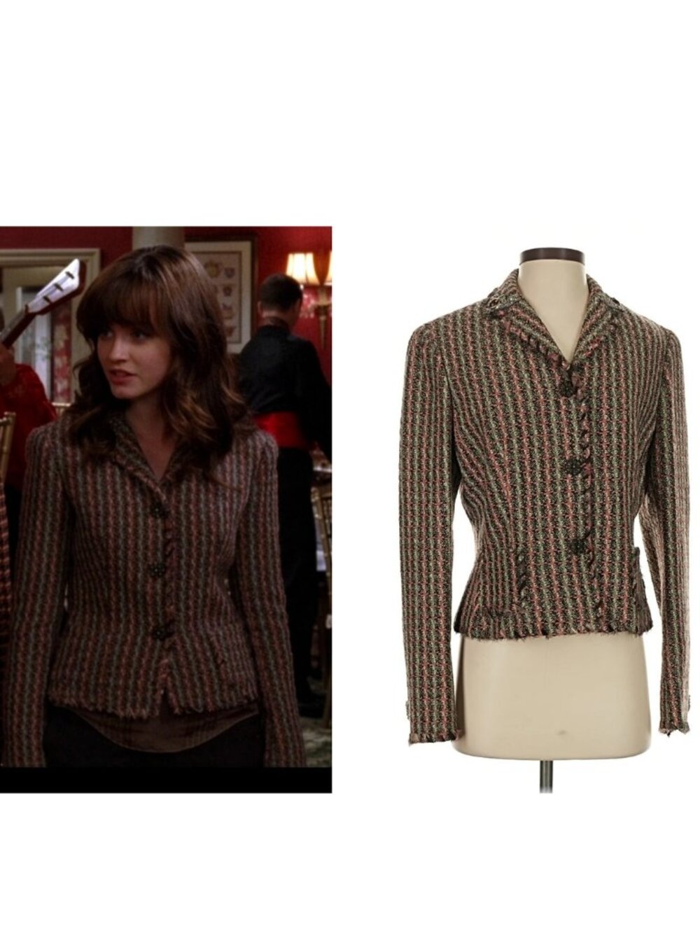 ASO RORY GILMORE GIRLS Blazer Tweed Wool Blend Jeweled RARE DARK ACADEMIA Y2K